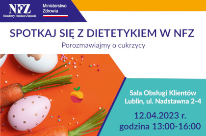 Kolorowa fotografia. Na zdjęciu Marchewki i pisanki. W prawym, górnym rogu logotypy Ministerstwa Zdrowia i Narodowego Funduszu Zdrowia.