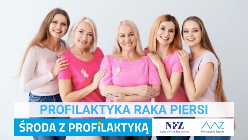 Zdjęcie – lekarz ogląda znamię na plecach pacjenta. Napis – Profilaktyka chorób skóry, czerniak,  Środa z profilaktyką, logo NFZ i Ministerstwa Zdrowia