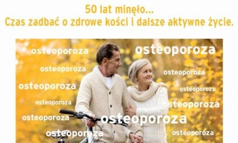 Plakat 50 lat minęło czas zadbać o zdrowe kości i dalsze aktywne życie