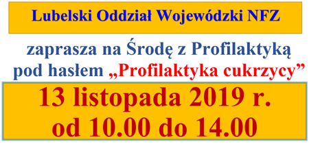 NFZ zaprsza na środę z profilaktyką pod hasłem profilaktyka cukrzycy 